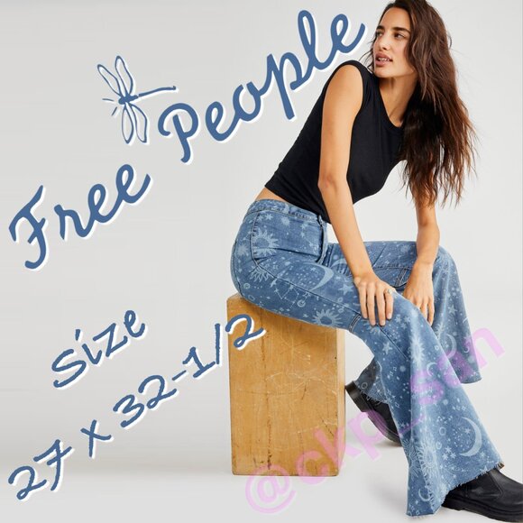 Free People Printed Just Float On Flare Sz 27 - Picture 1 of 15